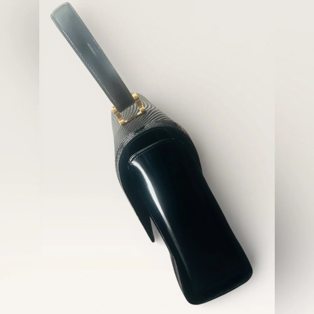 Tiffany & Co Vintage Classic Black Patent Leather Top Handle Bag Made in Italy